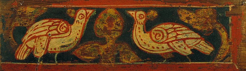 Plafondpaneel met pauwen en plantmotieven